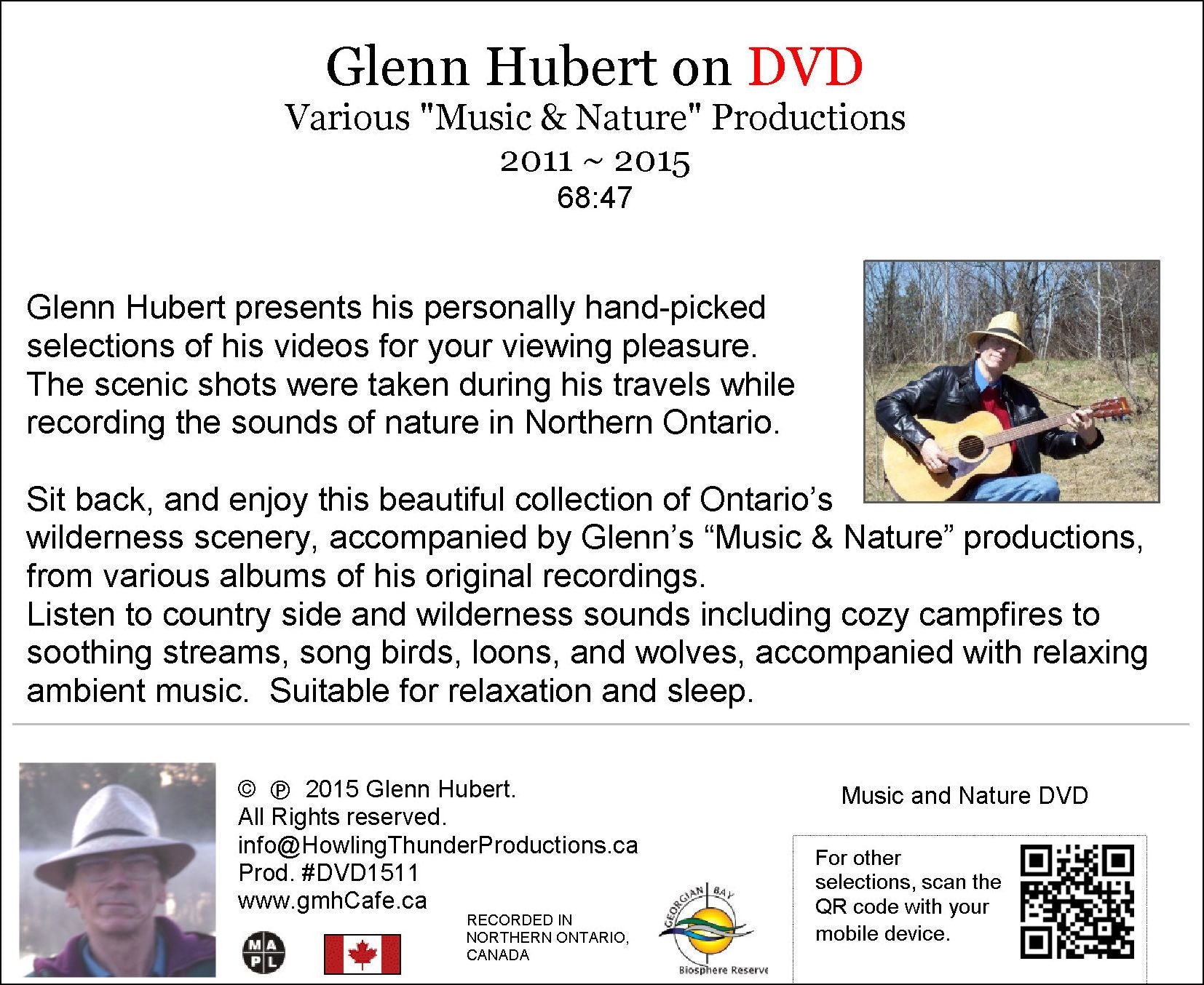 Glenn Hubert on DVD Various "Music & Nature" Productions 2011 ~ 2015 - gmhCafe Store - gmhCafe Store - 2