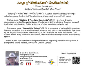 Songs of Wetland & Woodland Birds Glenn Hubert CD back